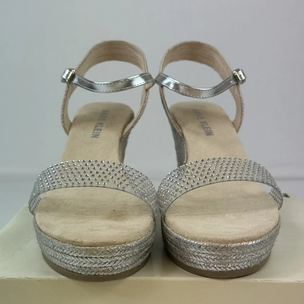 Anne Klein Shoes Women's Wella Wylie Rhinestone Sandal Platinum Size 10